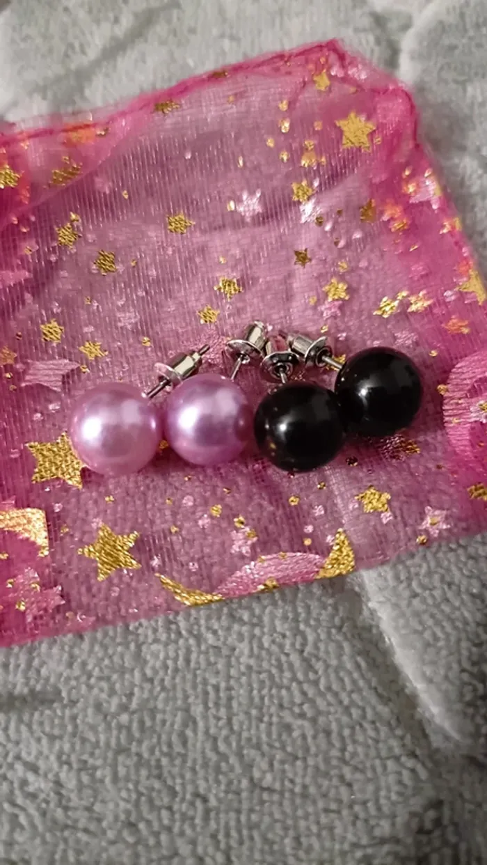 Lot 2 paires boucles d'oreilles perles