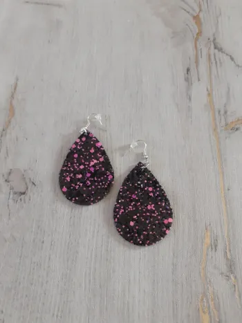 Boucles d'oreilles noir paillettes