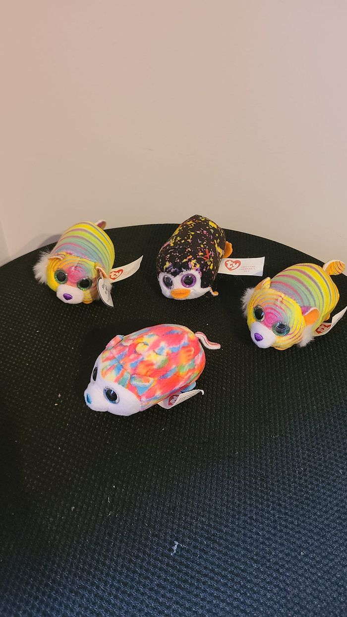 Mini peluche TY Beanie Babies Boos de McDonald's, lot de 4 animaux multicolores