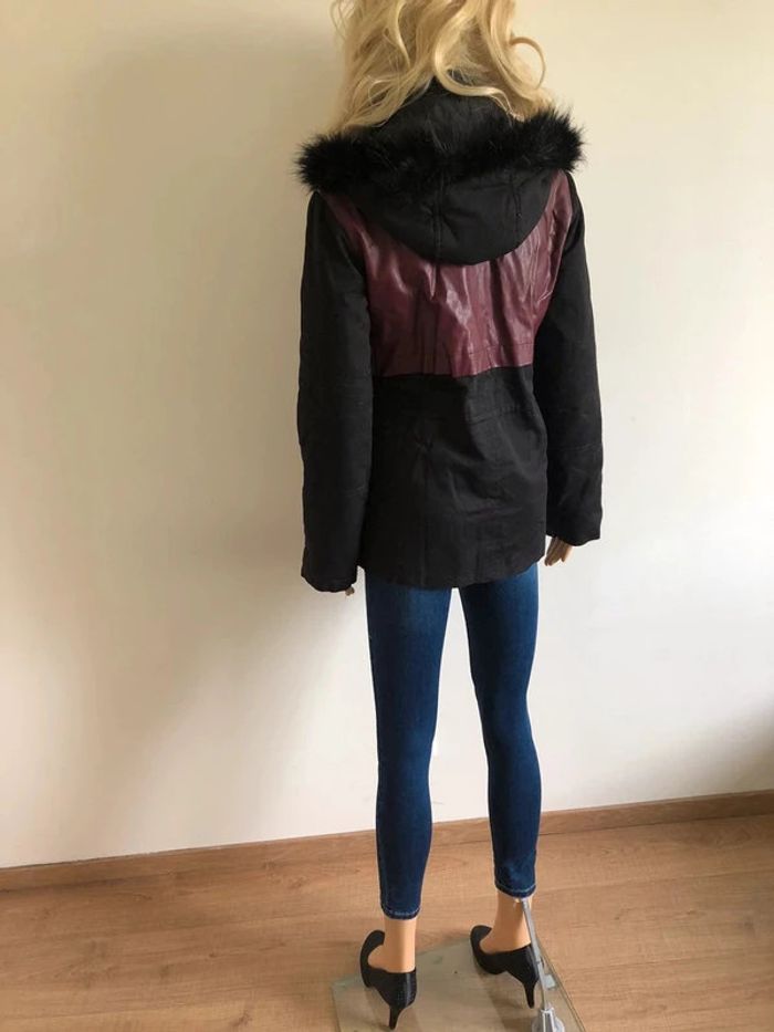 Parka noire et bordeaux avec capuche Morgan taille 40 TBE - photo numéro 13