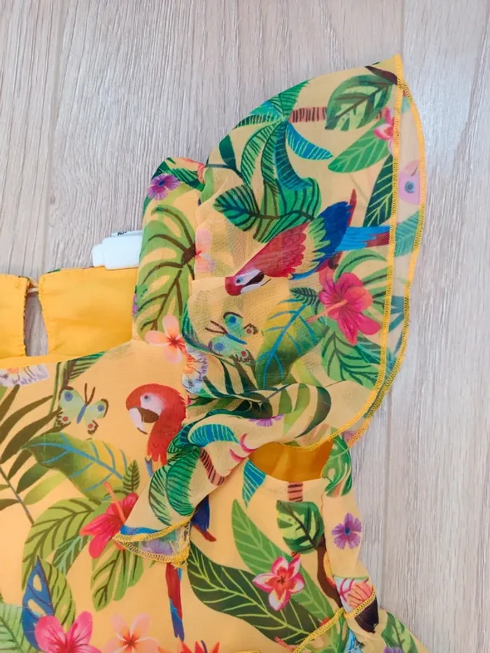 Robe emma jayne h&m jaune perroquet 4/5 ans - photo numéro 3