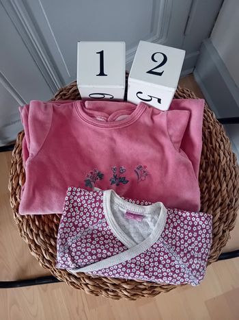 Bodie et pyjama à fleurs 🌸 Petit Bateau - 12 mois