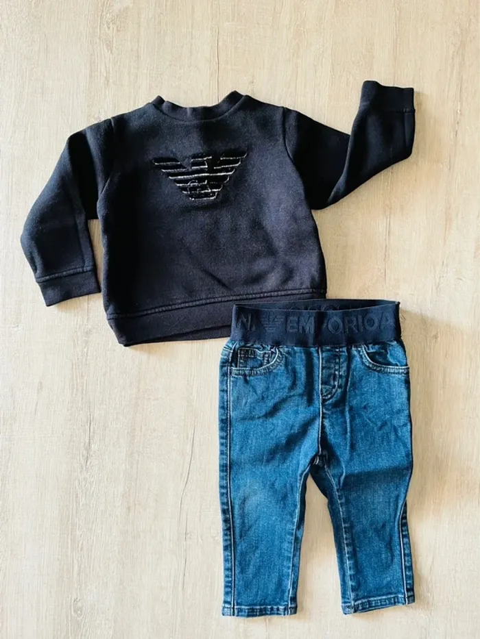 Sweat-shirt et jeans authentique bébé garçon Emporio Armani
