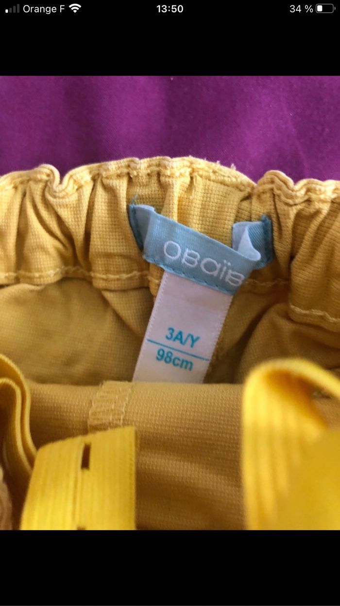 Short jaune obaibi - photo numéro 3