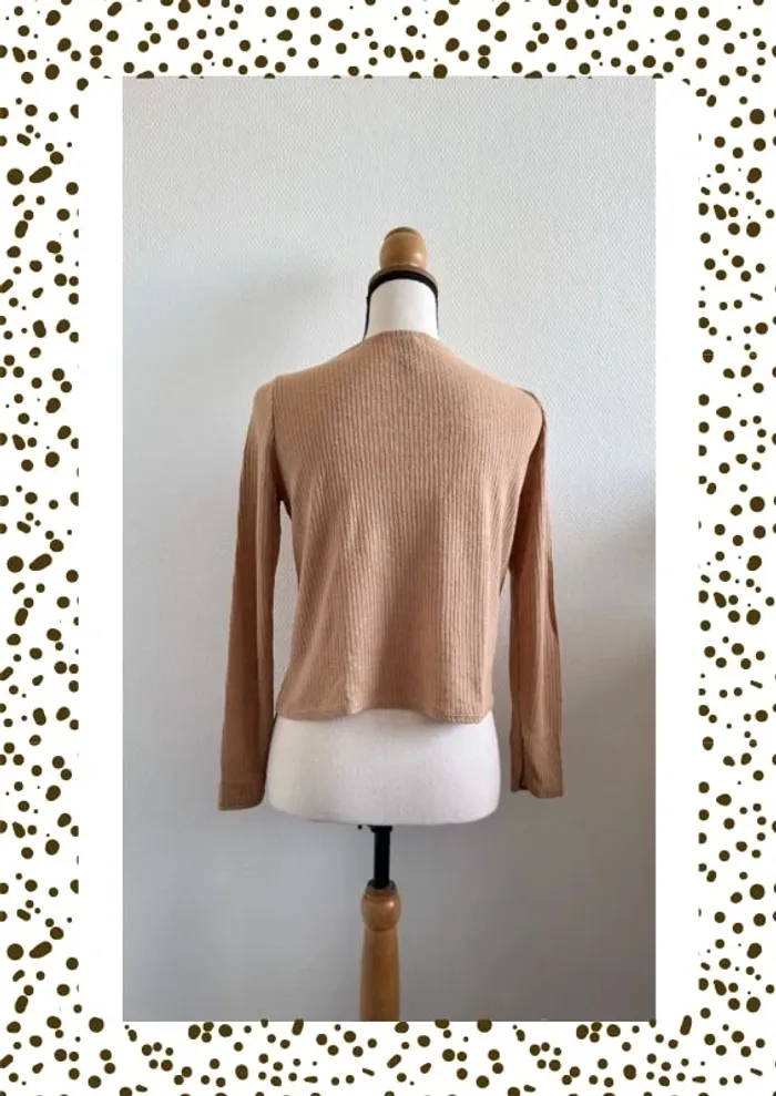 Pull léger col en V avec laçage marron H&M - photo numéro 2
