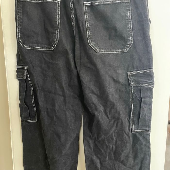 Pantalon cargo noir Bershka taille 44 coupe droite large poches latérales V061 - photo numéro 8
