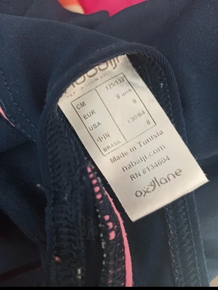 Maillot de bain bleu marine liseret rose nabaiji 8 ans - photo numéro 3