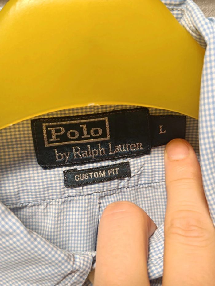 🟦 Chemise Ralph Lauren à petits carreaux – Taille L – Manches courtes (Custom Fit) - photo numéro 3