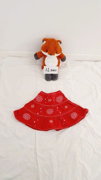Jupe rouge en velours bébé fille 12 mois