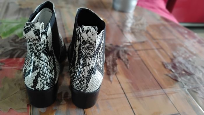 Chaussures femme boots Chelsea blanc/gris T 37 - photo numéro 5