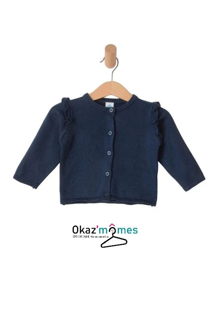 LOT de 2 gilets fins (1 bleu, 1 gris clair) - fille taille 12 mois - photo numéro 4