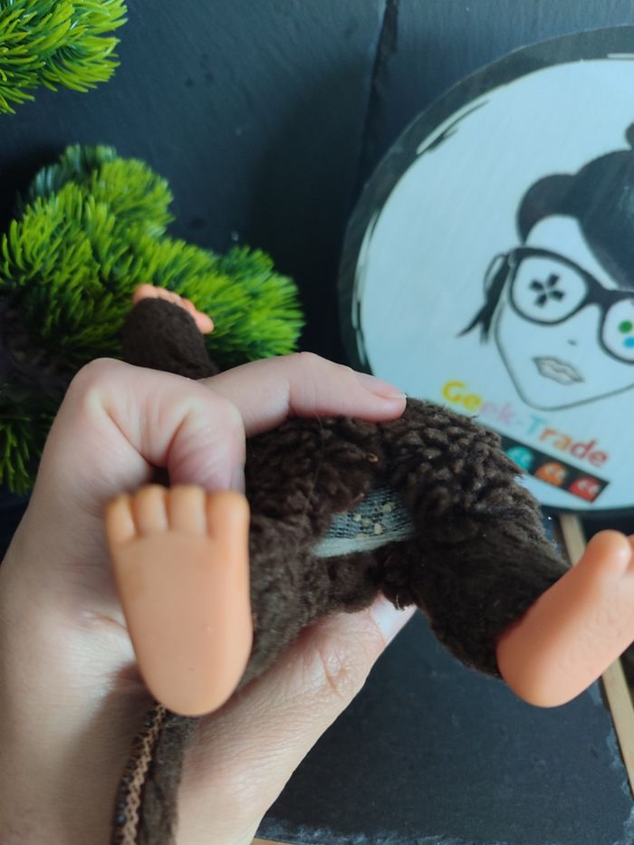 peluche kiki le vrai ajena singe marron yeux bleu ancien vintage sekiguchi 3563 - photo numéro 6