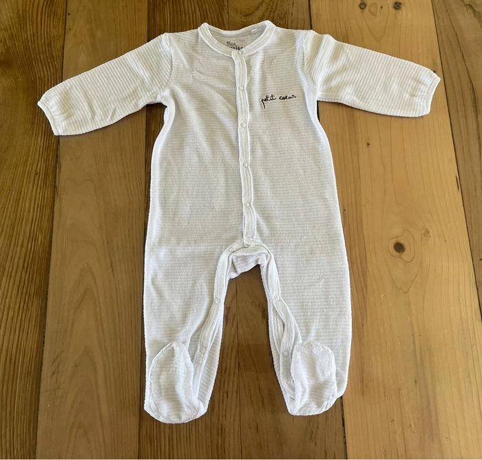 💗 Pyjama chaud blanc "Petit cœur" 6 mois garçon