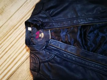 Veste cuir bleu marine Marese