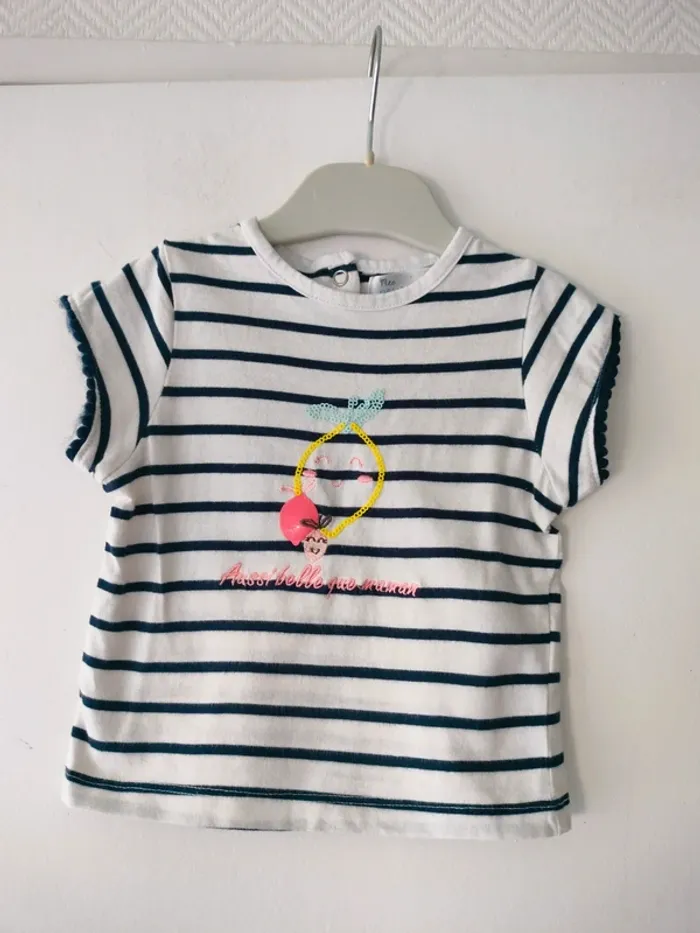 (a) t-shirt rayé marin Mes petits cailloux 12m