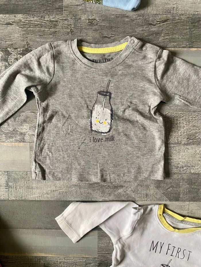 Lot de 4 tee-shirts a manches longues 6 mois - photo numéro 3