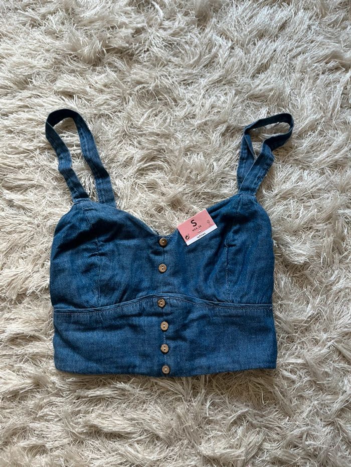 Crop top denim Lefties neuf avec étiquette