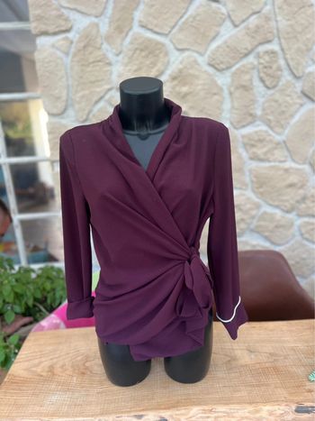 Chemisier blouse cache cœur bordeaux femme akoz de toi collection