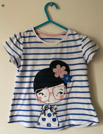 Tee-shirt rayé et broderie fille taille 18/24 mois
