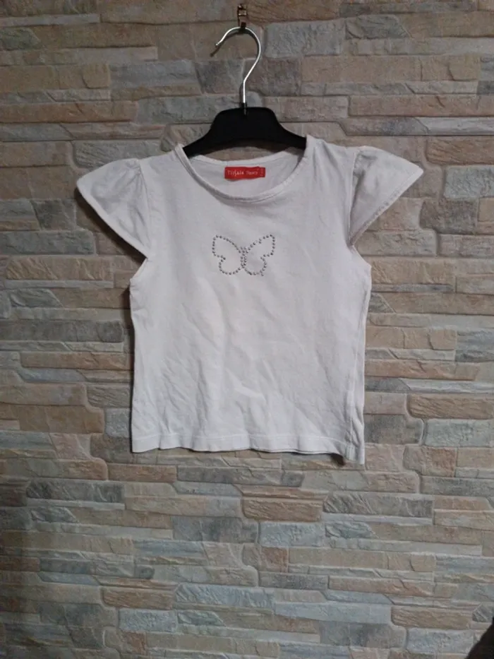 T-shirt blanc papillon Tissaia 4A - photo numéro 1