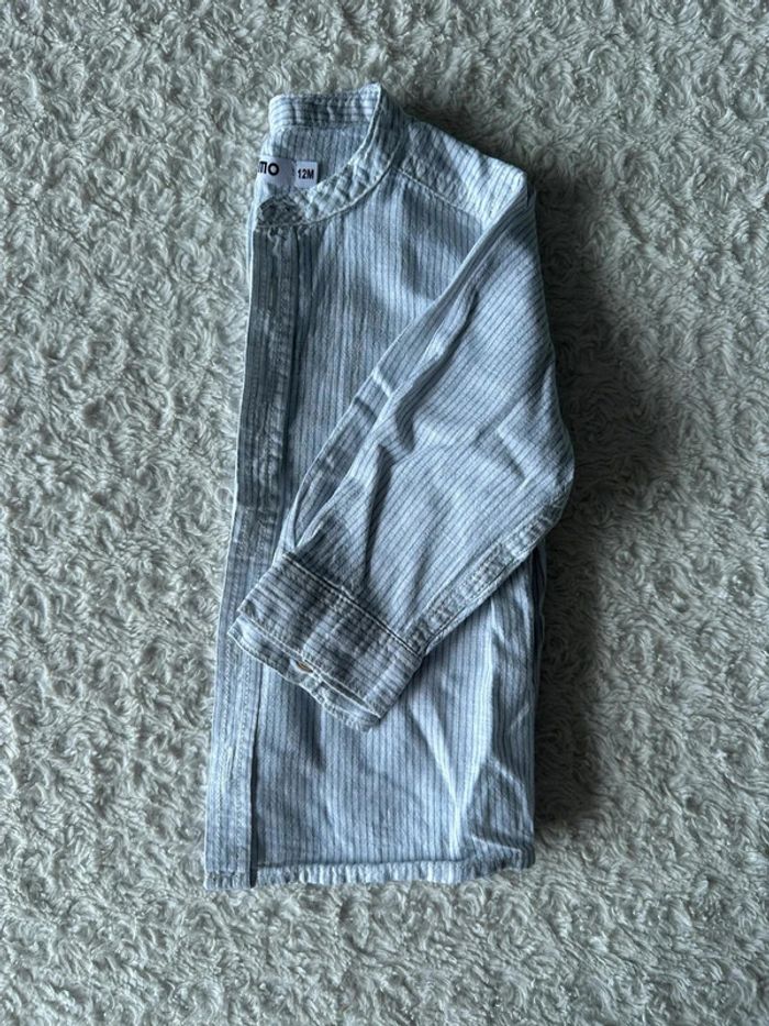 Chemise rayée blanche et bleu clair 12 mois gemo - photo numéro 2