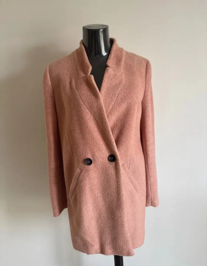 Manteau rose Stradivarius – Taille S – Coupe droite chic - photo numéro 2