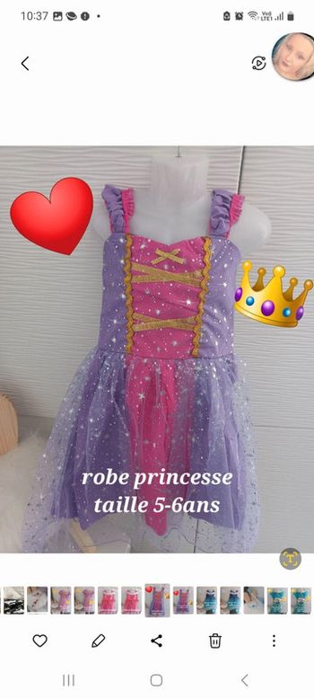 Deguisement princesse raiponce 5-6ans neuf
