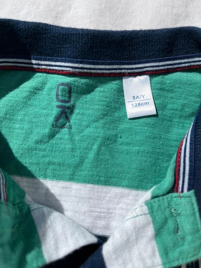 Polo Okaidi taille 8 ans vert bleu blanc - photo numéro 3