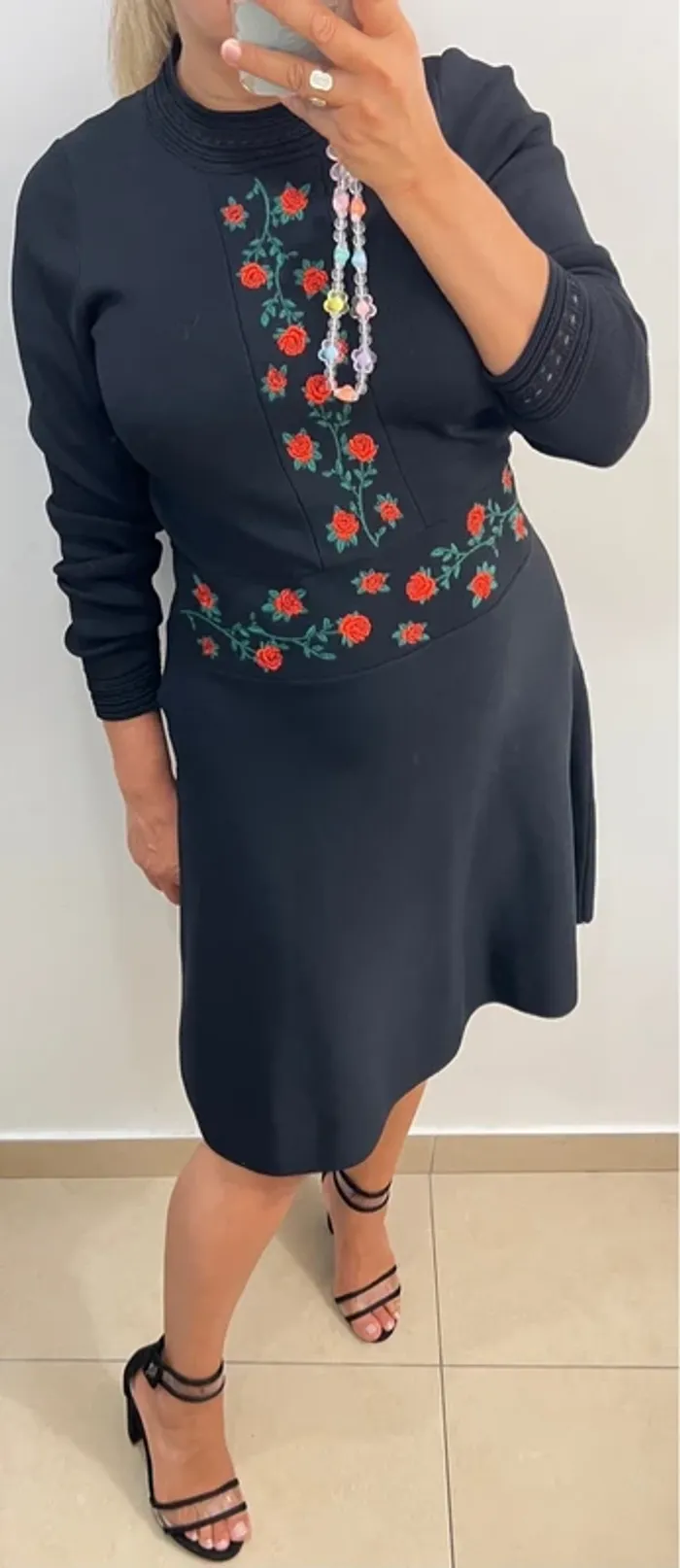 Robe Maille Brodée Sandro Taille 40 - photo numéro 7