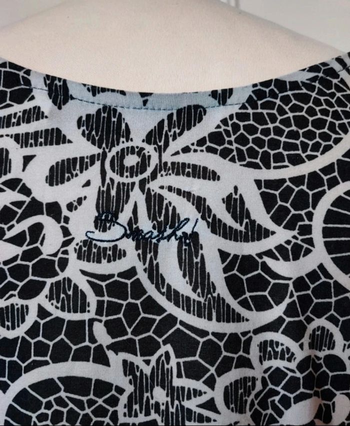 💗robe femme floral noir et blanc t s 36 logo brodé smash - photo numéro 4