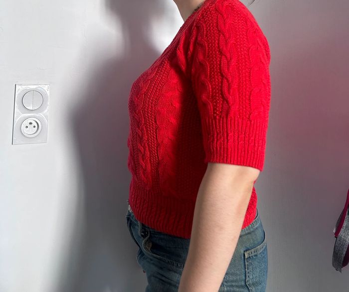 Pull en maille tricot rouge - Caroll - Taille S - Vintage Y2K - photo numéro 3