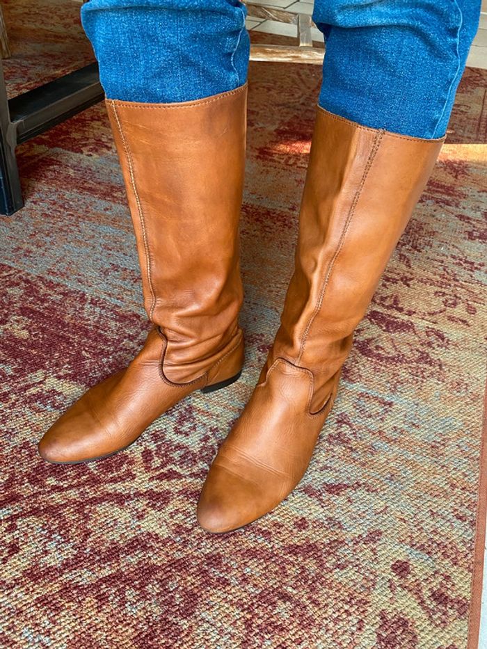 Bottes plates marron en cuir 38