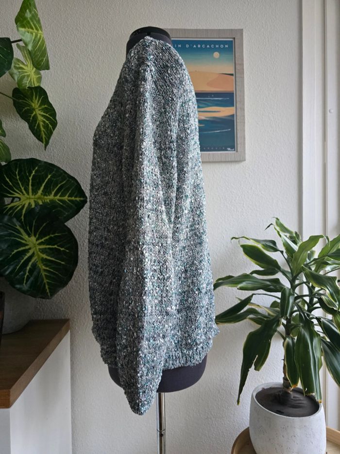 Pull en maille chiné vert col en V coupe ample - C&A - taille L - 40 - photo numéro 2