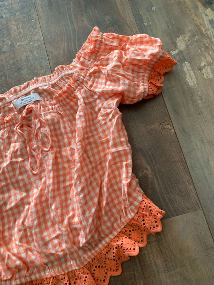 Blouse orange vichy - photo numéro 4