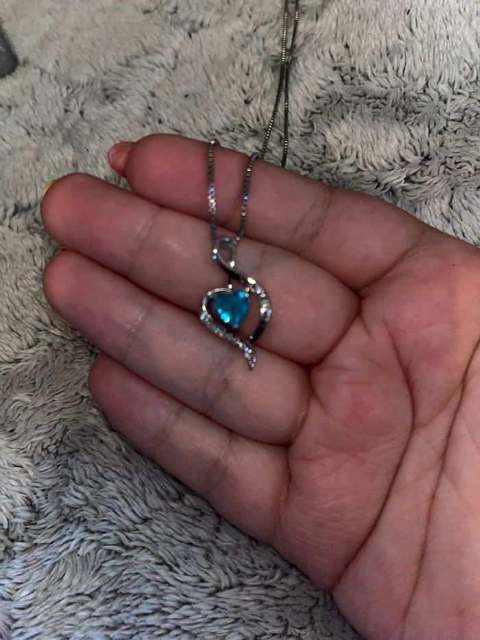 Collier cœur turquoise écrit love mum neuf - photo numéro 2