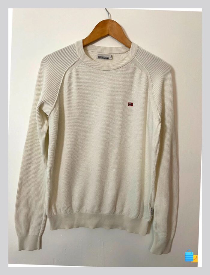 Pull Napapijri – Taille M – Écru – 100 % coton