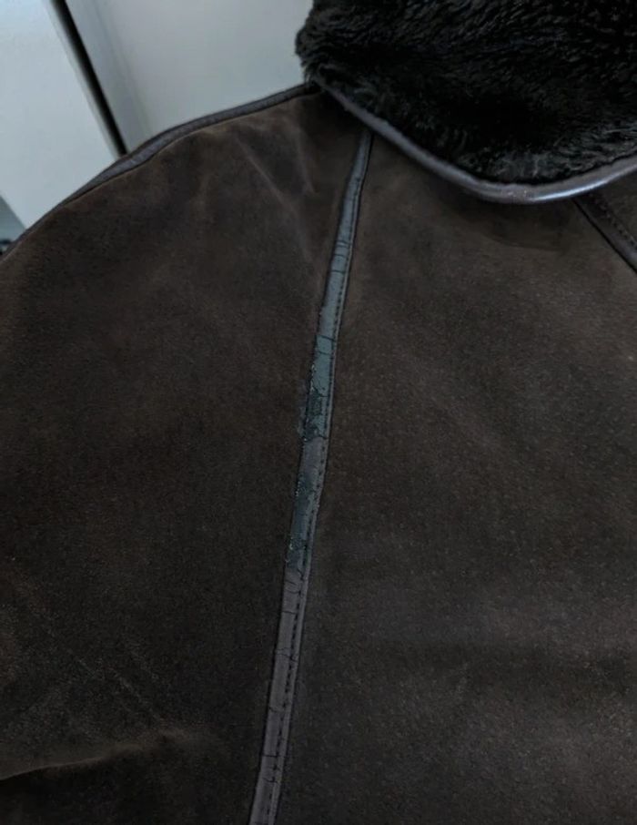 Manteau d'hiver en cuir lainé et fausse fourrure - taille 44 - photo numéro 8