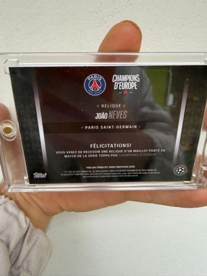 Topps PSG Joâo Neves auto Patch Maillot Relic 10/10 champions d’Europe - photo numéro 3