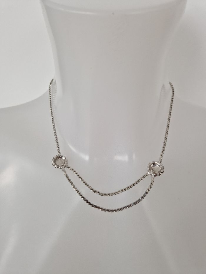 Collier argenté avec pierres couleur saphir - photo numéro 5
