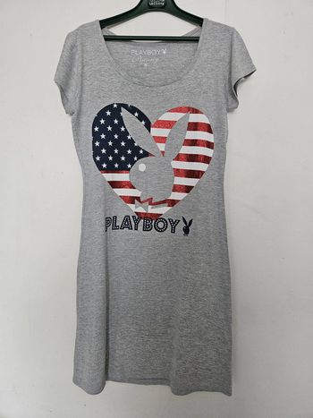 Chemise de nuit femme - Taille S / 36 - Playboy - Gris avec drapeau américain