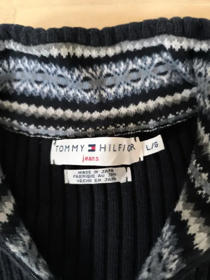 Pull 1/4 zippé Tommy Hilfiger femme marine L excellent état - photo numéro 4