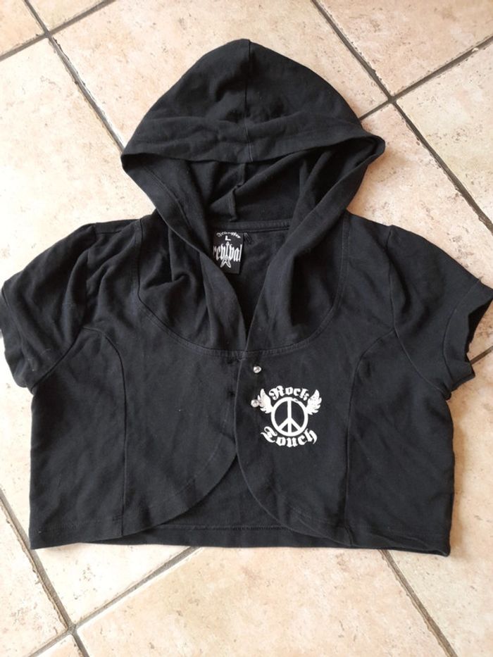 Boléro noir à capuche coton Jennyfer TL 40 - photo numéro 2