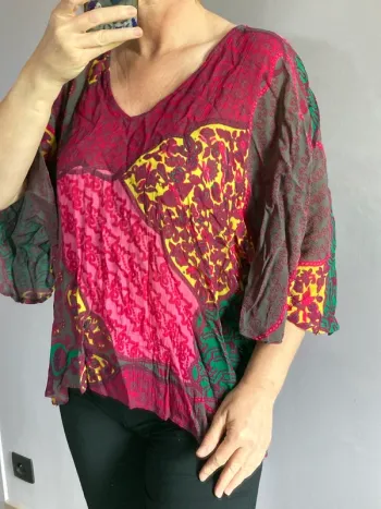 Blouse multicolore fuschia ample 40