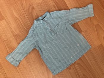 Belle chemise bleue à rayures T. 12 mois/74 cm garçon TBE