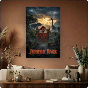 Affiche film "Jurassic Park" dinosaures aventure poster cinéma déco murale A3 Sans cadre