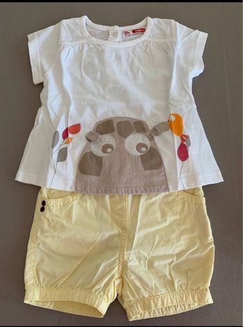 Ensemble t-shirt (Dpam) et short boule (kinouss) en 9 mois