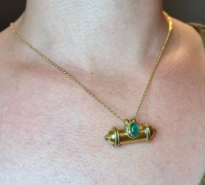 Collier amulette Indienne - Boîte à voeux Onyx vert - photo numéro 7
