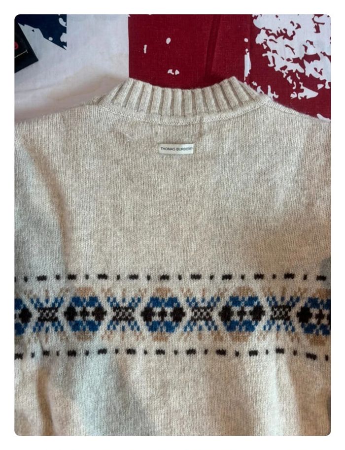 Pull Thomas Burberry xs beige motif brodé - photo numéro 12