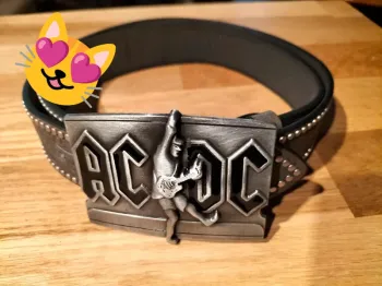 Ceinture grise boucle AC/DC 120 cm