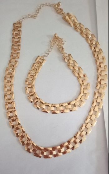 Ensemble collier bracelet doré inoxydable 